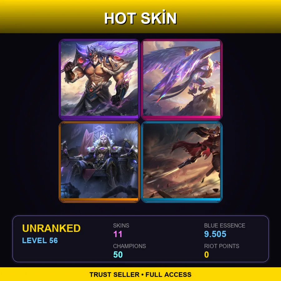 EUNE | Lv56 | Unranked | 11 Skin | 50 Champ — Fisherman Fizz