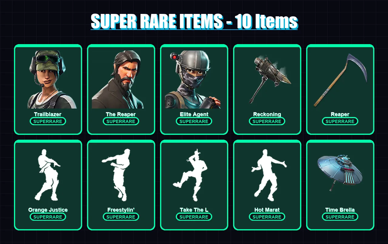 [PC/XBOX/PSN] | Trailblazer | The Reaper | Elite Agent | Drift | The Visitor | 50 skin | 49 pickaxe | 63 emote | 53 glider | Lv865