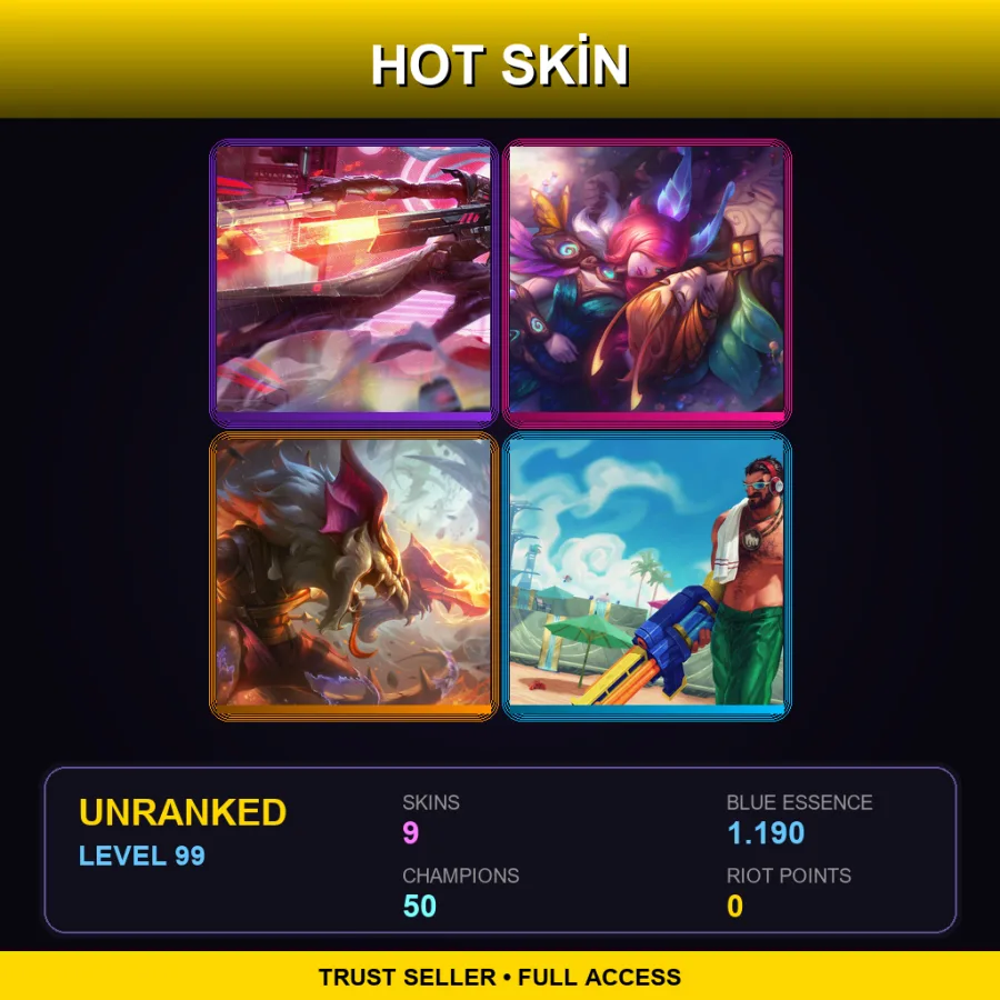EUW | Lv99 | Unranked | 9 Skin | 50 Champ — Elderwood Rakan