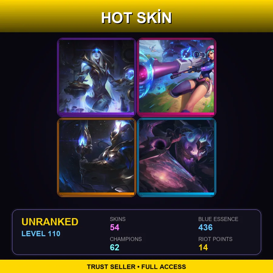 SG | Lv110 | Unranked | 54 Skin | 62 Champ — LoL account