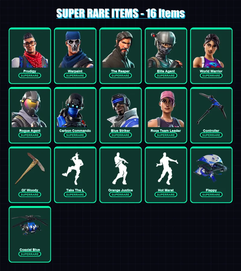 [PS4/PS5/XBOX/PC] | Prodigy | Warpaint | The Reaper | Elite Agent | World Warrior | 63 skin | 58 pickaxe | 85 emote | 63 glider | Lv834