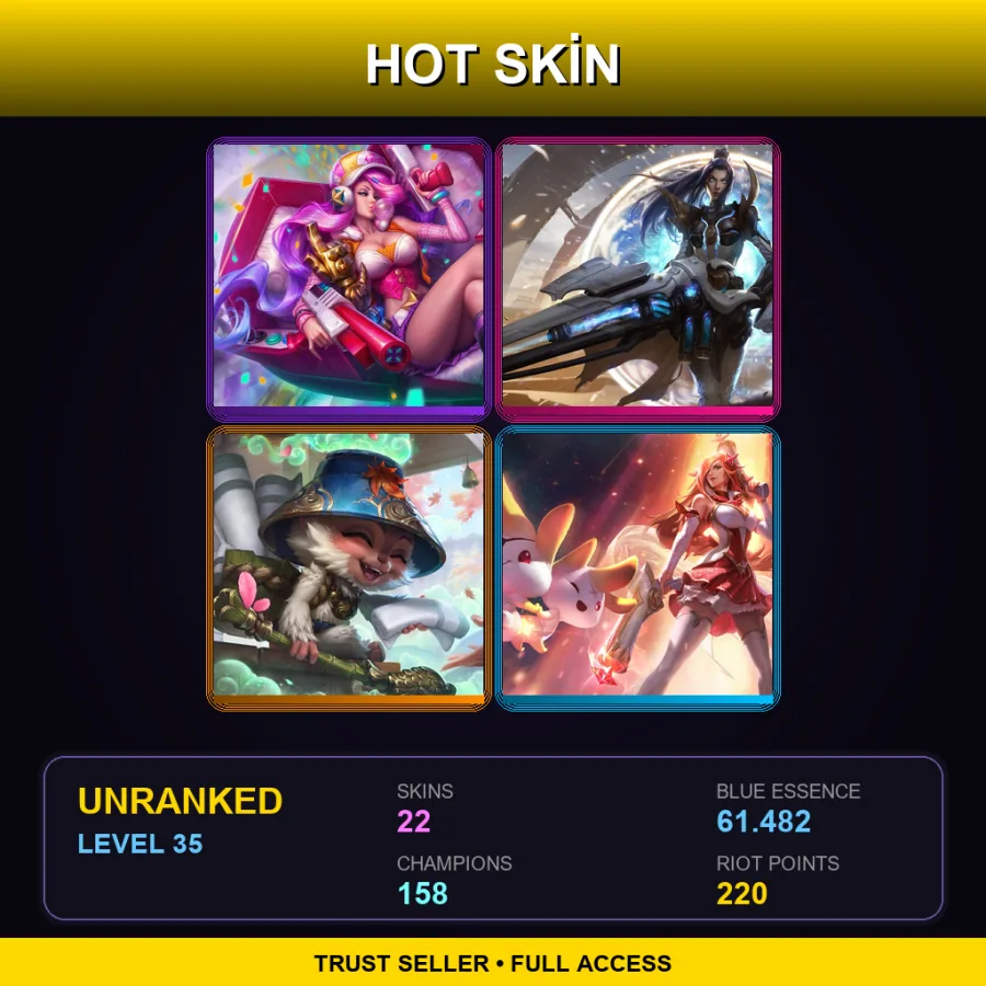 VN | Lv35 | Unranked | 22 Skin | 158 Champ — Pulsefire Caitlyn