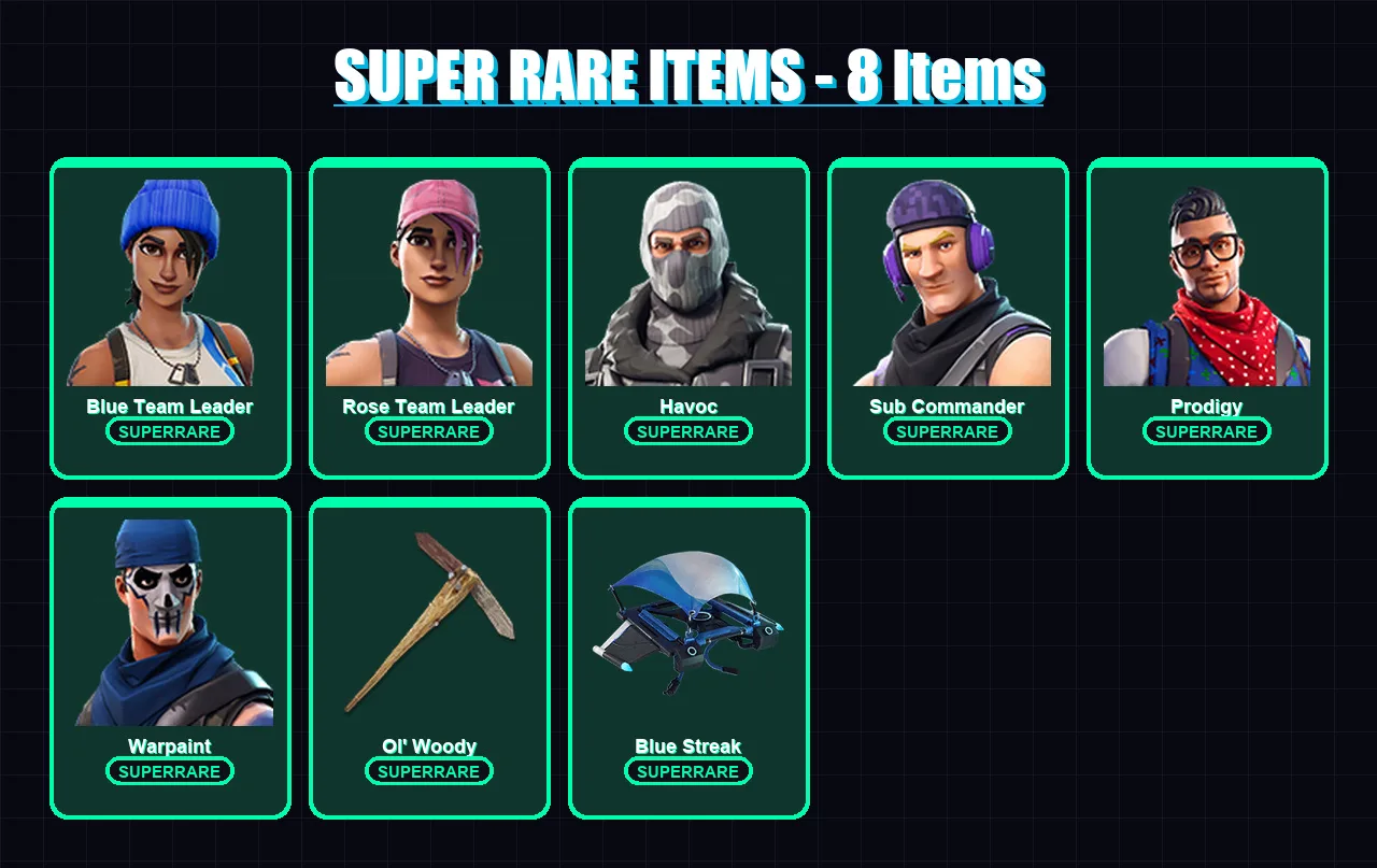 [PS4/PS5/XBOX/PC] | Blue Team Leader | Rose Team Leader | Havoc | Sub Commander | Prodigy | 23 skin | 31 pickaxe | 29 emote | 35 glider | Lv454