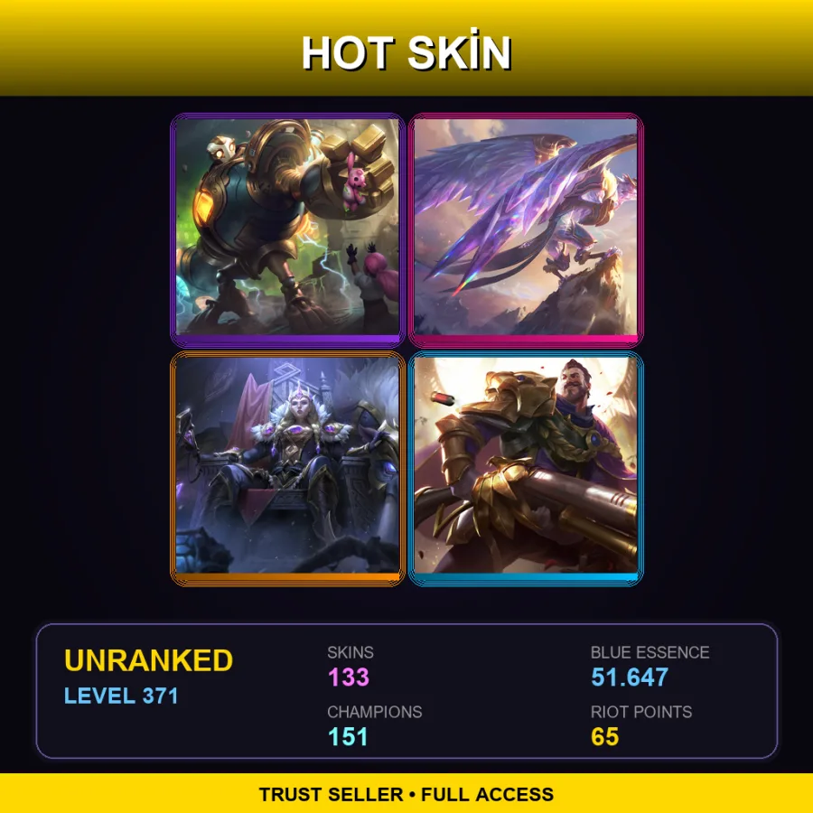 EUW | Lv371 | Unranked | 133 Skin | 151 Champ