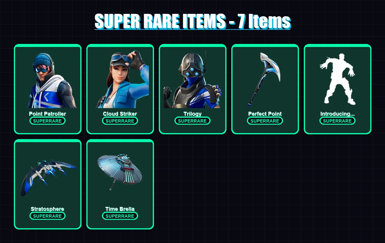 [PC/XBOX] | Point Patroller | Cloud Striker | Trilogy | The Origin | Torin | 53 skin | 83 pickaxe | 76 emote | 86 glider | Lv1592