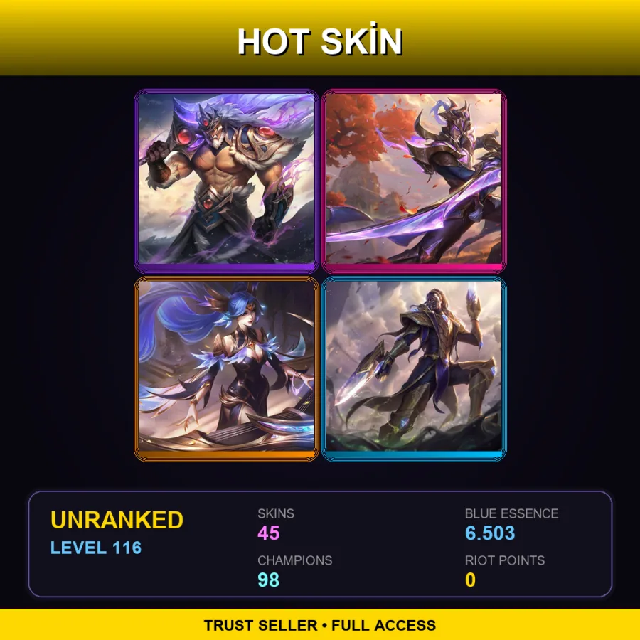 EUNE | Lv116 | Unranked | 45 Skin | 98 Champ