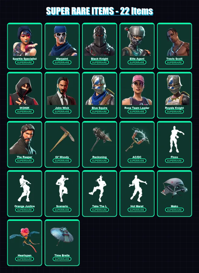 [PC/XBOX/PSN] | Sparkle Specialist | Warpaint | Black Knight | Elite Agent | Travis Scott | 164 skin | 128 pickaxe | 144 emote | 140 glider | Lv1954
