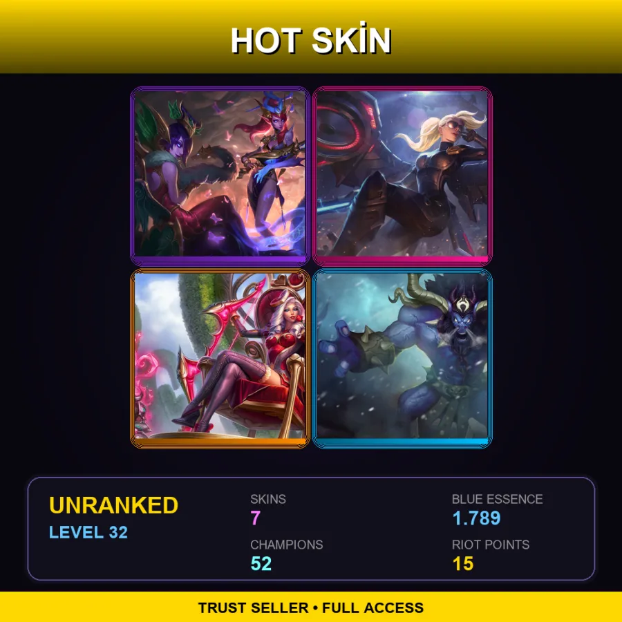 EUW | Lv32 | Unranked | 7 Skin | 52 Champ — LoL account
