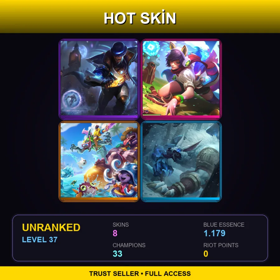 SG | Lv37 | Unranked | 8 Skin | 33 Champ