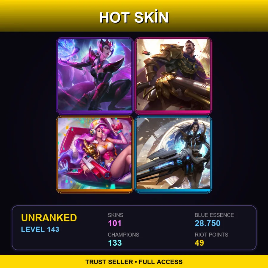 LAN | Lv143 | Unranked | 101 Skin | 133 Champ