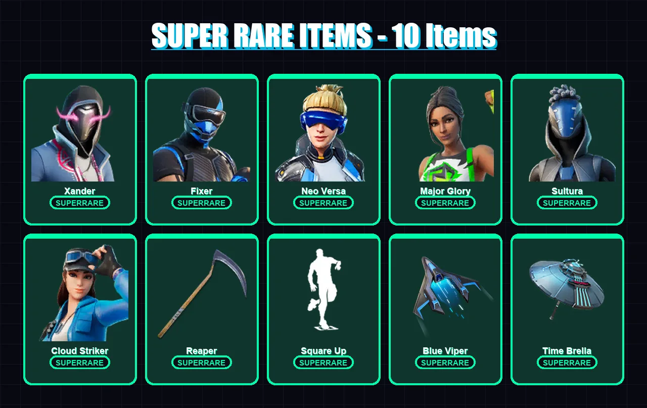 [PC/XBOX] | Xander | Fixer | Neo Versa | Major Glory | Sultura | 150 skin | 172 pickaxe | 135 emote | 123 glider | Lv2376