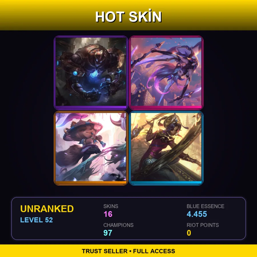 VN | Lv52 | Unranked | 16 Skin | 97 Champ — Hextech Galio