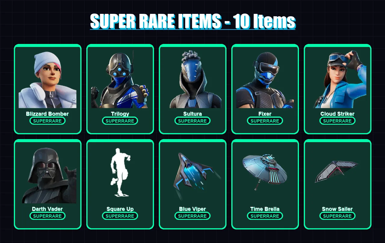 [PS4/PS5/XBOX/PC] | Blizzard Bomber | Trilogy | Sultura | Fixer | Cloud Striker | 120 skin | 132 pickaxe | 90 emote | 99 glider | Lv1265