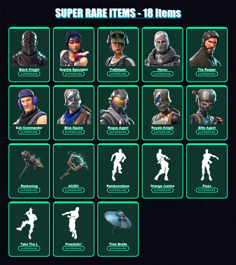 [PC/PSN] | Black Knight | Sparkle Specialist | Trailblazer | Havoc | The Reaper | 83 skin | 62 pickaxe | 125 emote | 64 glider | Lv987 — Fortnite account