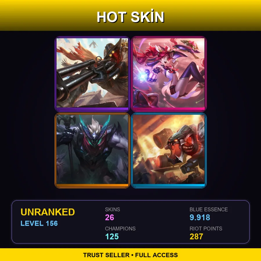 EUW | Lv156 | Unranked | 26 Skin | 125 Champ — LoL account