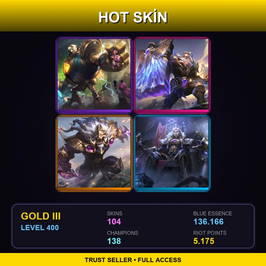 NA | Lv400 | Gold III | 104 Skin | 138 Champ