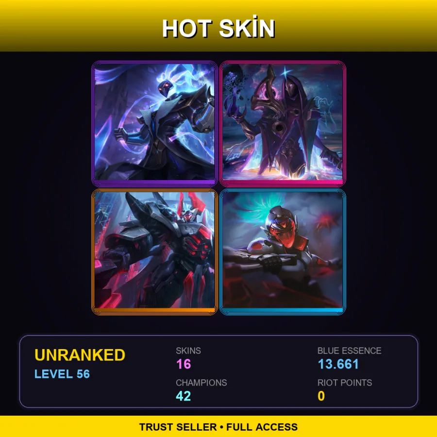 EUW | Lv56 | Unranked | 16 Skin | 42 Champ — LoL account