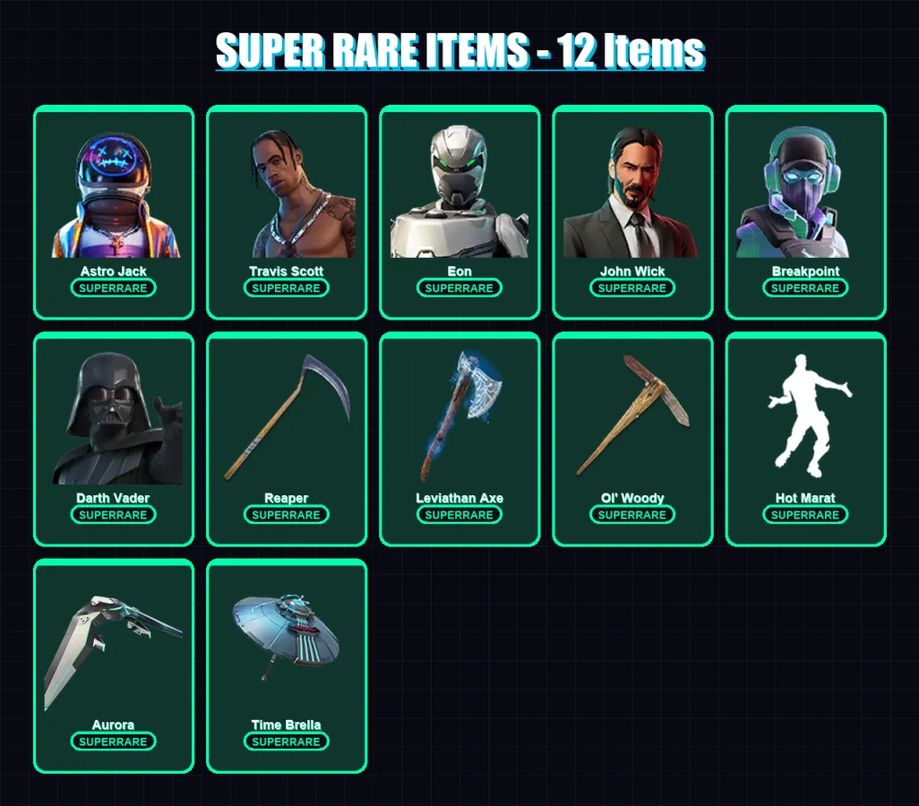 [PS4/PS5/XBOX/PC] | Astro Jack | Travis Scott | Eon | John Wick | Breakpoint | 322 skin | 301 pickaxe | 178 emote | 206 glider | Lv3200