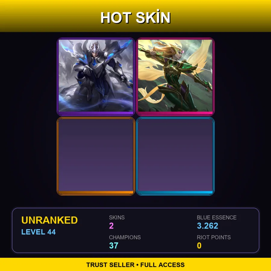 JP | Lv44 | Unranked | 2 Skin | 37 Champ — LoL account