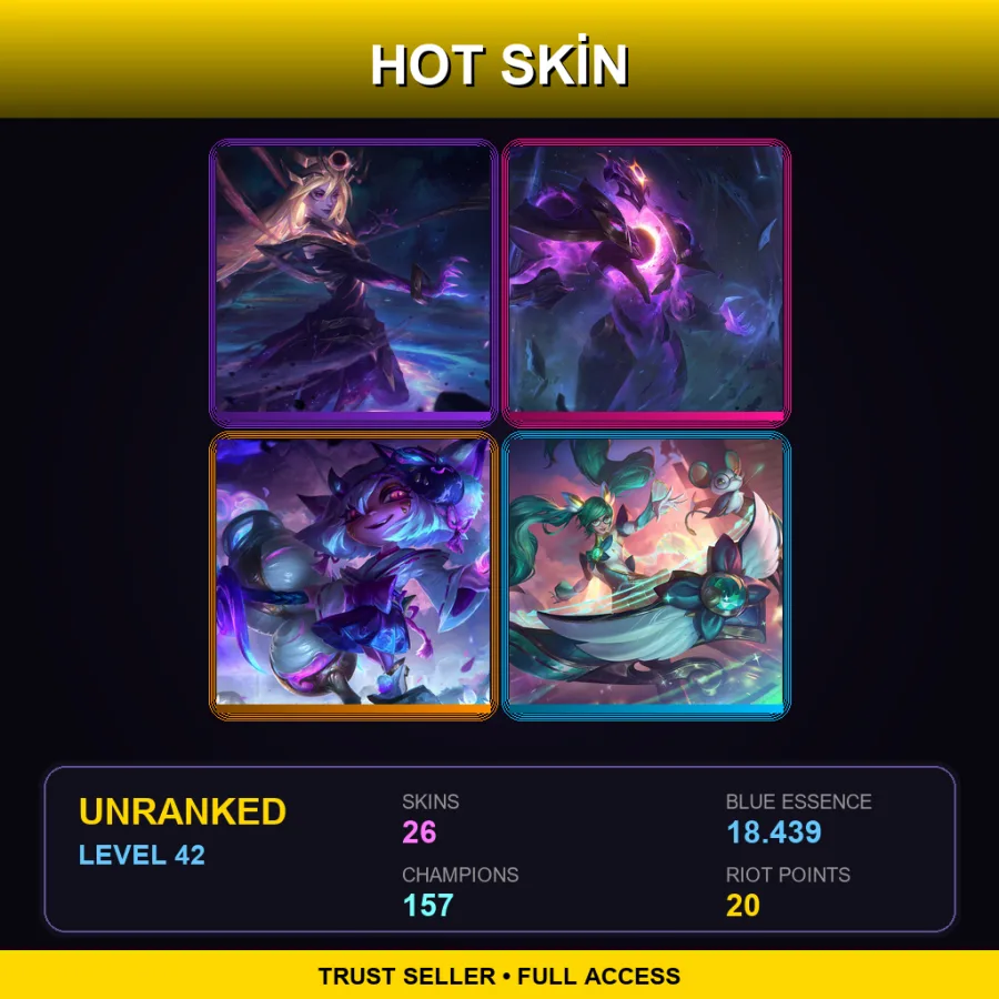 SG | Lv42 | Unranked | 26 Skin | 157 Champ with Varus