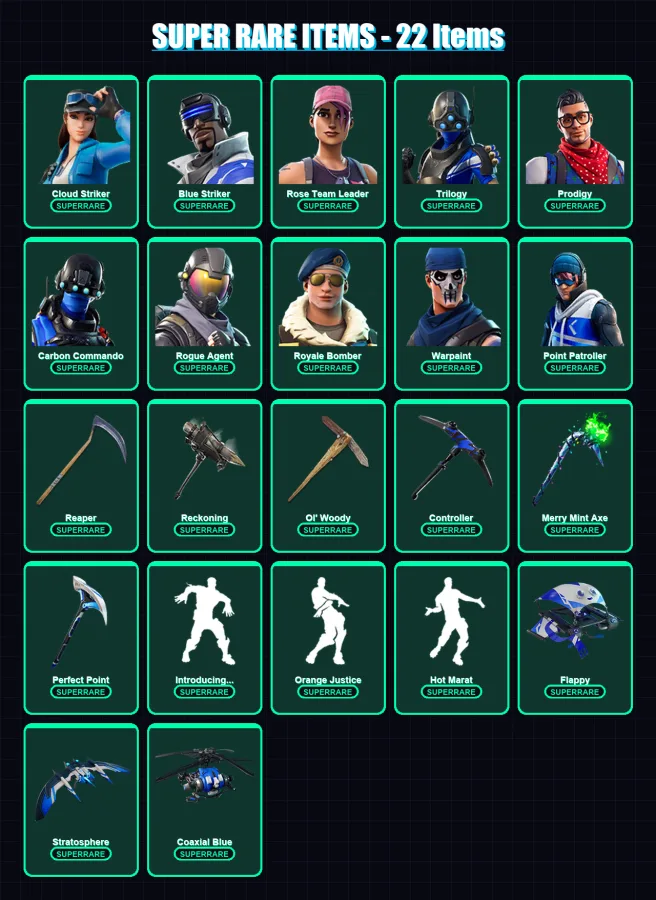 [PC/XBOX/PSN] | Cloud Striker | Blue Striker | Rose Team Leader | Trilogy | Prodigy | 131 skin | 103 pickaxe | 95 emote | 90 glider | Lv1205 — Fortnite account