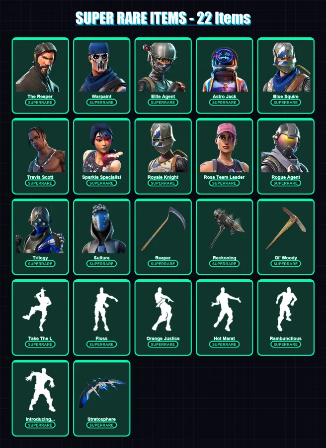 [PS4/PS5/XBOX/PC] | The Reaper | Warpaint | Elite Agent | Astro Jack | Blue Squire | 197 skin | 190 pickaxe | 163 emote | 165 glider | Lv2566