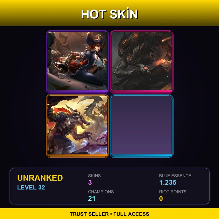 TR | Lv32 | Unranked | 3 Skin | 21 Champ