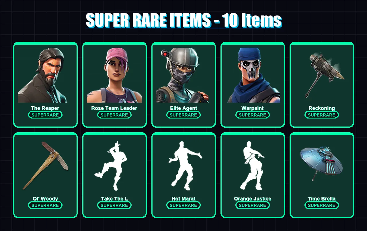[PC/PSN] | The Reaper | Rose Team Leader | Elite Agent | Warpaint | Enforcer | 147 skin | 119 pickaxe | 111 emote | 120 glider | Lv1288