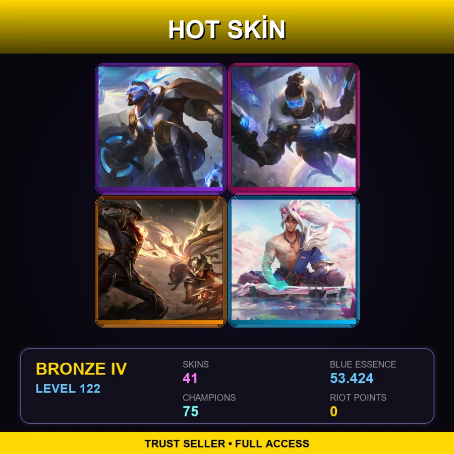 LAN | Lv122 | Bronze IV | 41 Skin | 75 Champ