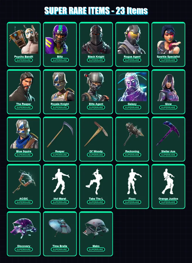 [PC/PSN] | Psycho Bandit | Blitz | Black Knight | Rogue Agent | Sparkle Specialist | 296 skin | 209 pickaxe | 213 emote | 143 glider | Lv1771 — Fortnite account