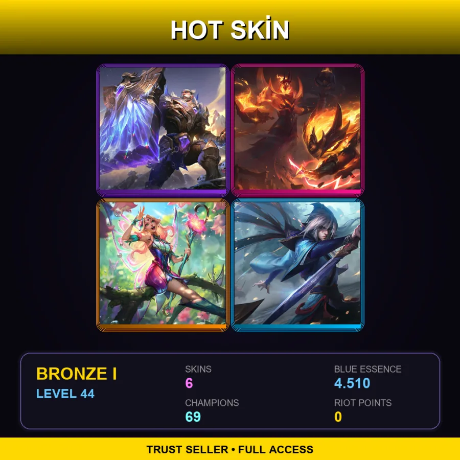 TR | Lv44 | Bronze I | 6 Skin | 69 Champ with Jinx