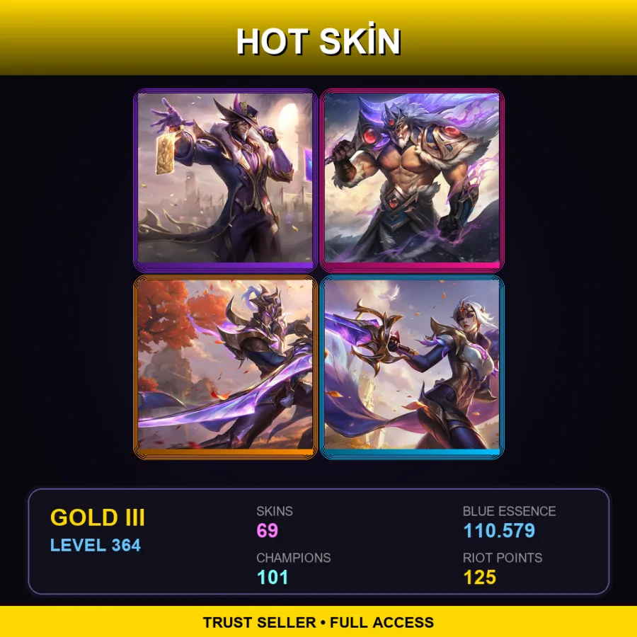 LAN | Lv364 | Gold III | 69 Skin | 101 Champ