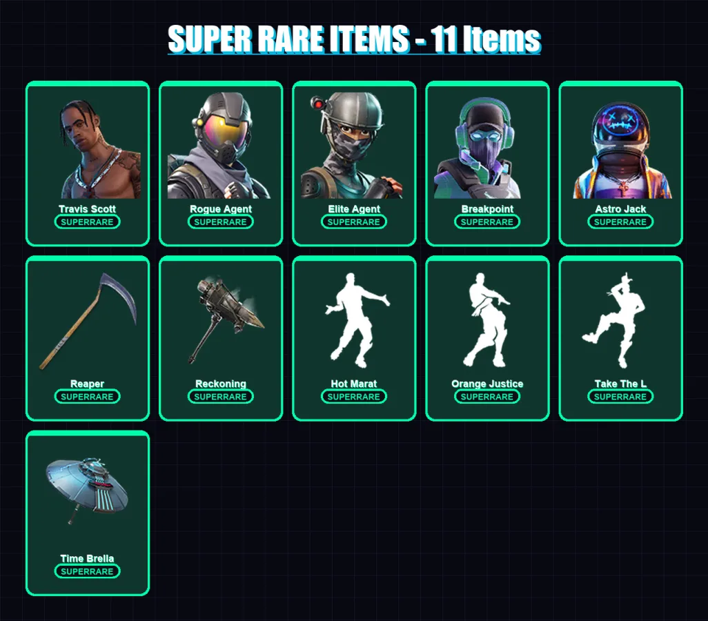 [PC/PSN] | Travis Scott | Rogue Agent | Elite Agent | Breakpoint | Astro Jack | 144 skin | 123 pickaxe | 128 emote | 121 glider | Lv1780 — Fortnite account