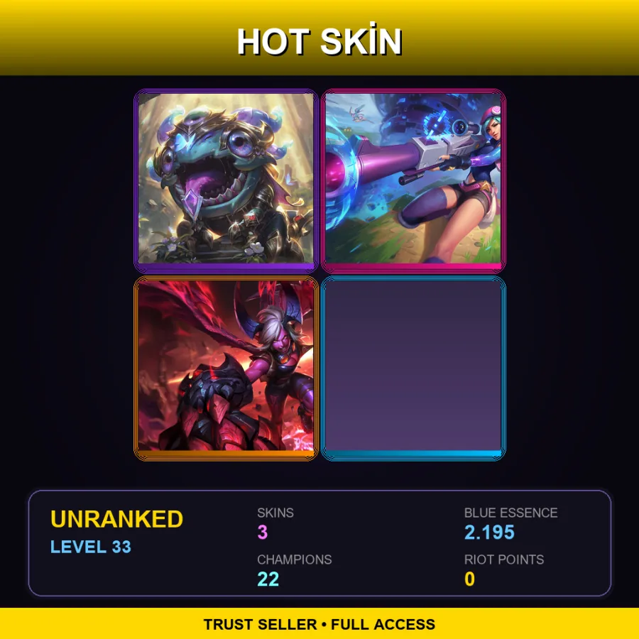 EUW | Lv33 | Unranked | 3 Skin | 22 Champ