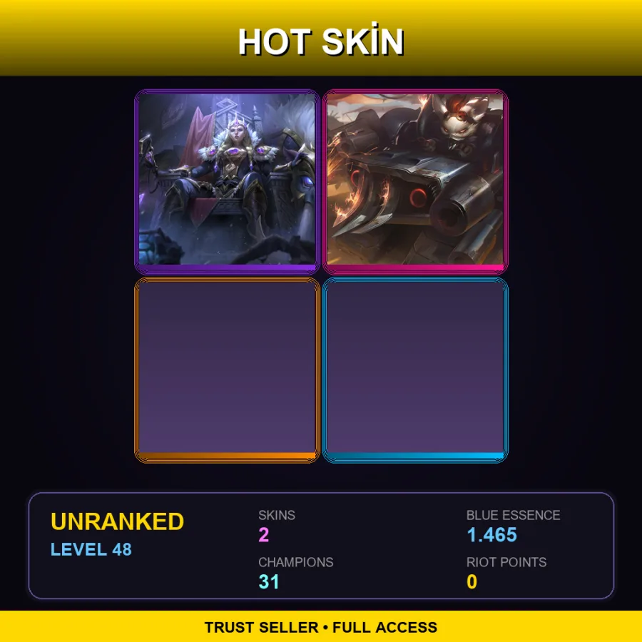 LAN | Lv48 | Unranked | 2 Skin | 31 Champ — LoL account
