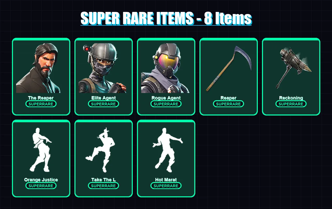 [PC/PSN] | The Reaper | Elite Agent | Rogue Agent | Red Knight | Carbide | 56 skin | 48 pickaxe | 46 emote | 46 glider | Lv757 — Fortnite account