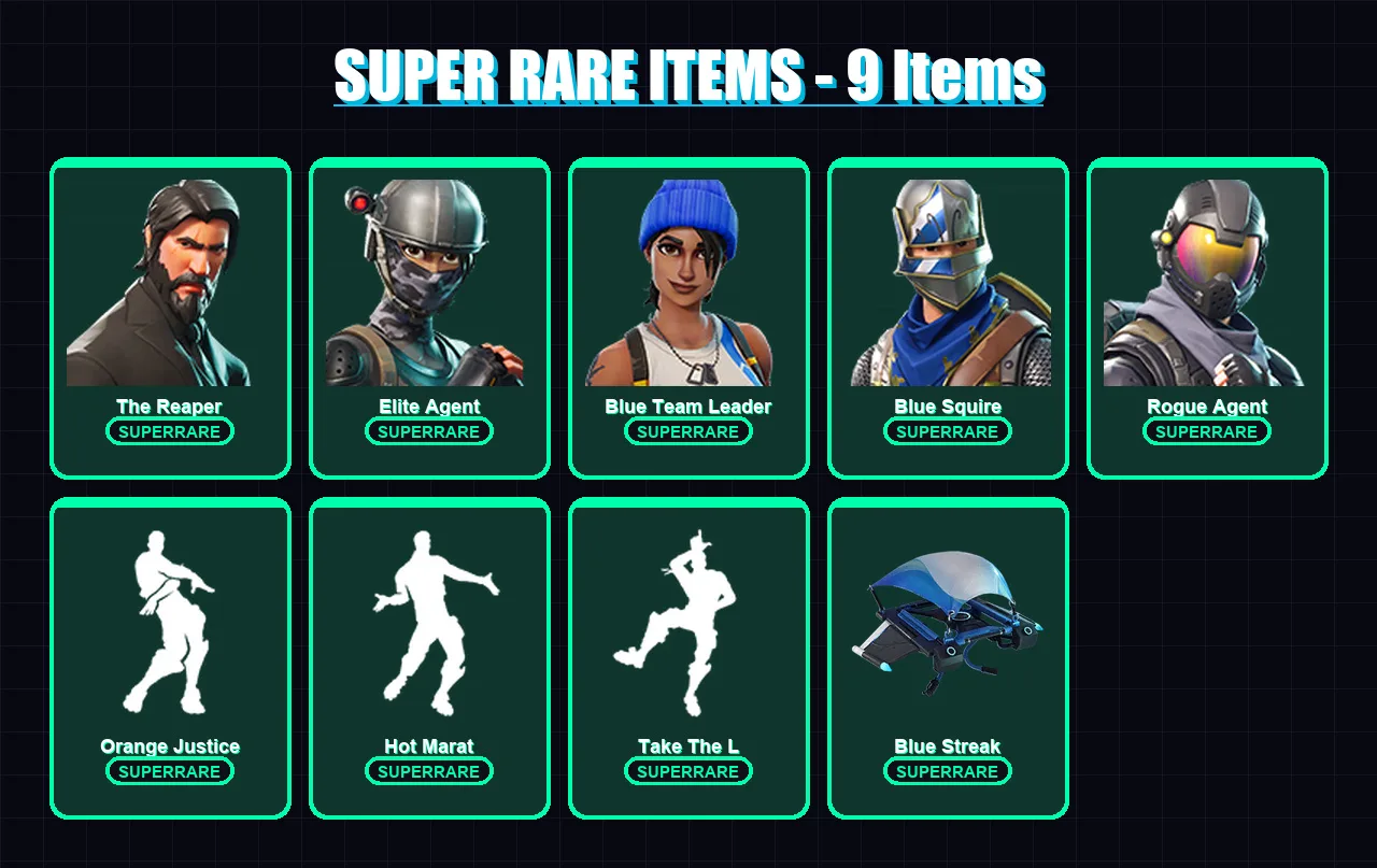 [PS4/PS5/XBOX/PC] | The Reaper | Elite Agent | Blue Team Leader | Blue Squire | Rogue Agent | 20 skin | 15 pickaxe | 20 emote | 17 glider | Lv245 — Fortnite account