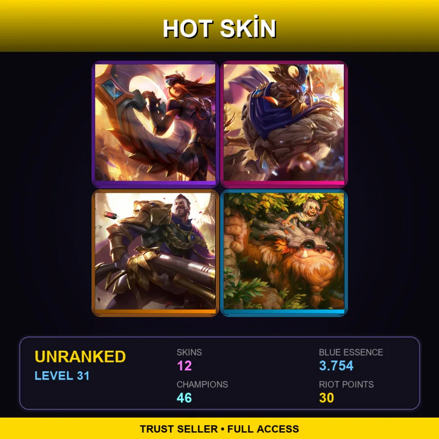 EUNE | Lv31 | Unranked | 12 Skin | 46 Champ — LoL account