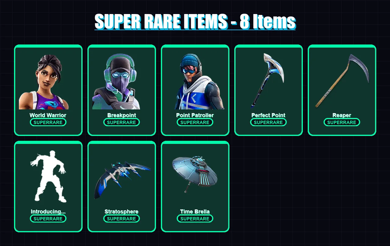 [PS4/PS5/XBOX/PC] | World Warrior | Breakpoint | Point Patroller | Catalyst | Fusion | 82 skin | 93 pickaxe | 89 emote | 100 glider | Lv1801