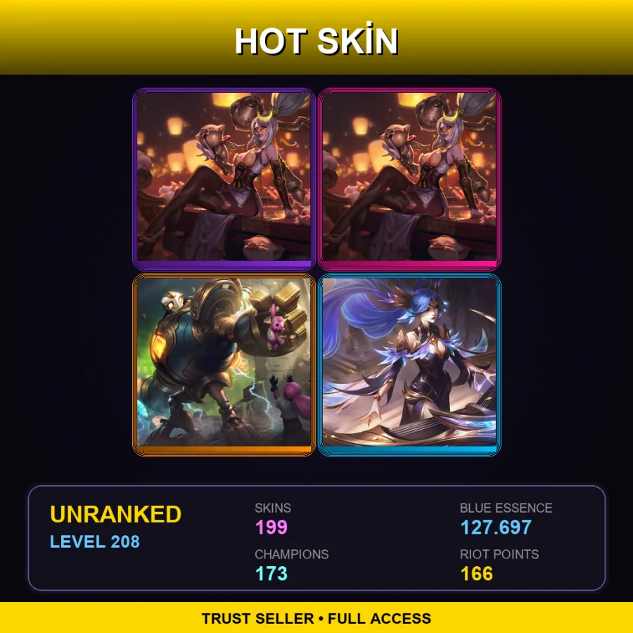 NA | Lv208 | Unranked | 199 Skin | 173 Champ
