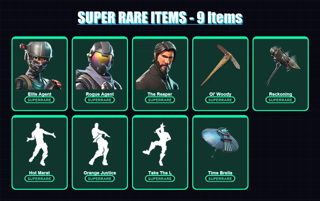 [PC/XBOX/PSN] | Elite Agent | Rogue Agent | The Reaper | Spectra Knight | Drift | 91 skin | 96 pickaxe | 104 emote | 92 glider | Lv1368