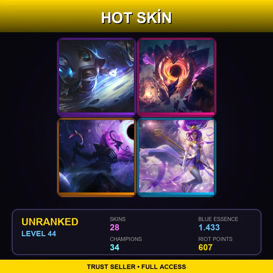 EUNE | Cosmic Enchantress Lulu | Dark Star Malphite | Dark Star Thresh | Star Guardian Janna | 28 Skin | 34 Champ | Lv44