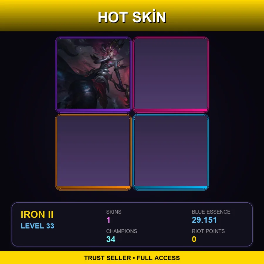 EUW | Lv33 | Iron II | 1 Skin | 34 Champ