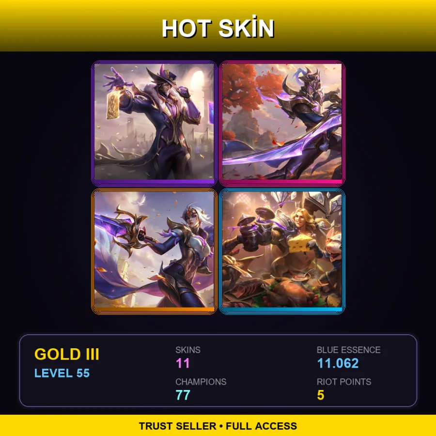EUW | Lv55 | Gold III | 11 Skin | 77 Champ