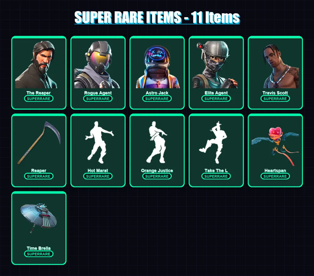 [PC/XBOX/PSN] | The Reaper | Rogue Agent | Astro Jack | Elite Agent | Travis Scott | 69 skin | 54 pickaxe | 59 emote | 59 glider | Lv977 — Fortnite account