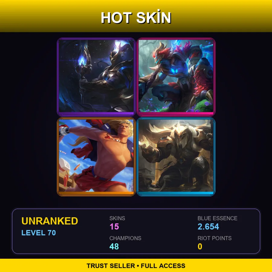 LAS | Lv70 | Unranked | 15 Skin | 48 Champ — Pentakill Karthus