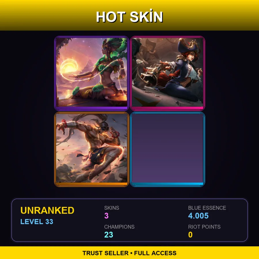 LAS | Lv33 | Unranked | 3 Skin | 23 Champ — LoL account