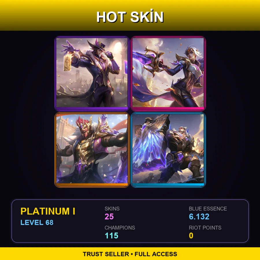 EUW | Lv68 | Platinum I | 25 Skin | 115 Champ