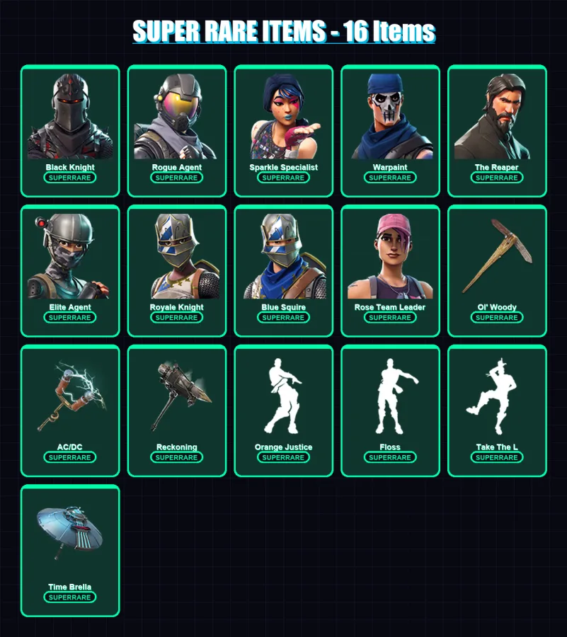 [PC/PSN] | Black Knight | Rogue Agent | Sparkle Specialist | Warpaint | The Reaper | 64 skin | 63 pickaxe | 72 emote | 71 glider | Lv1091