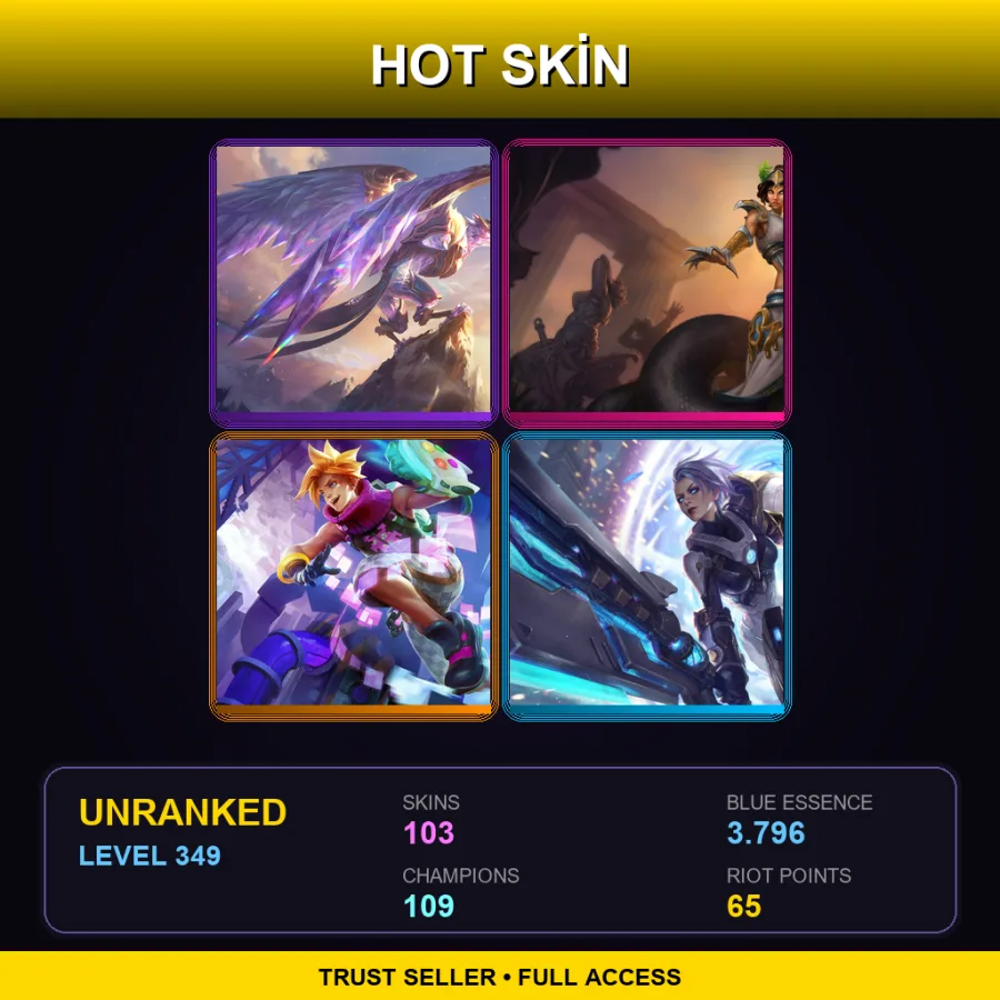 LAS | Lv349 | Unranked | 103 Skin | 109 Champ — LoL account